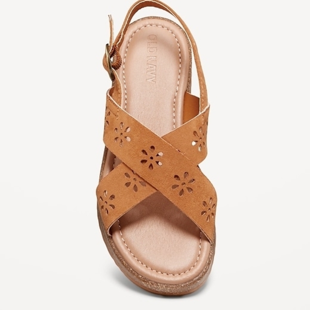 Old Navy Tan Cutout Cross-Strap Slingback Sandals